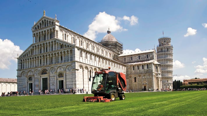 Lawn mower on grass